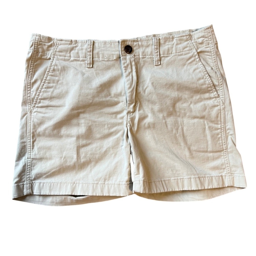 Gap Womens Size 10 Khaki Beige Chino Shorts Mid Rise Cotton Twill 4 Inch Inseam